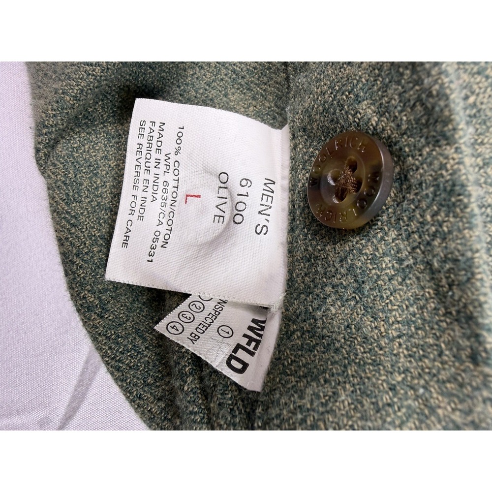 Woolrich Green Flannel Button Down Shirt Gorpcore‎ Cabin Heritage Long Sleeve Lg - Picture 8 of 8